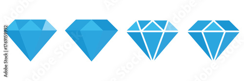 Diamond Icon Set — Sparkling Gemstone and Crystal Vector Collection