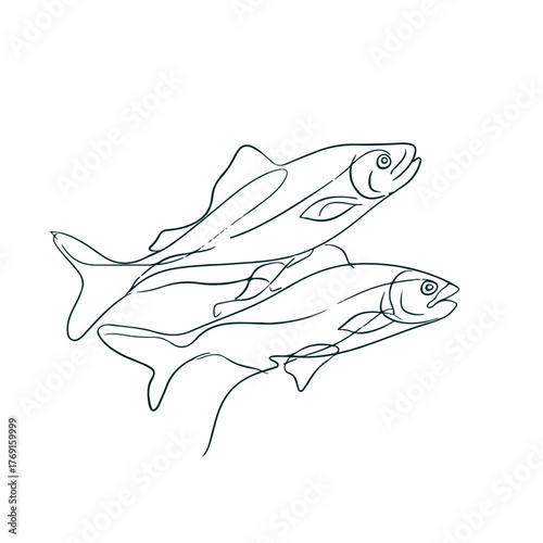 Elegant fish swimming in continuous line art