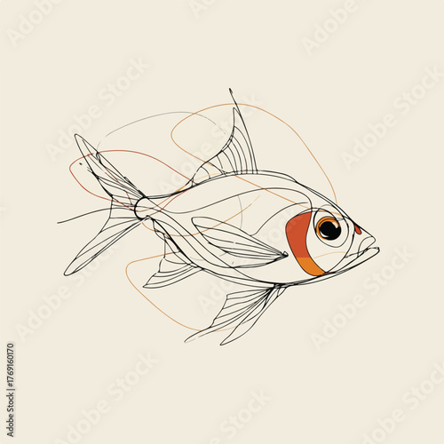 Sleek Fish Swimming in Minimalistic Style