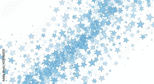 Serene Sky Floating Blue Star Pattern on White Background