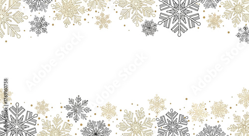 Φωτογραφία Snowflake Christmas Background with Gold and Silver Accents