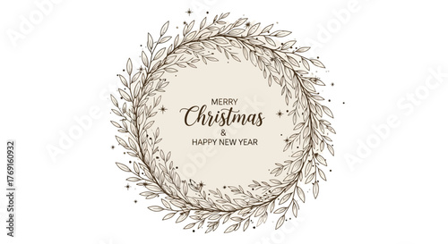 Elegant Christmas Wreath with Festive Greetings for Holiday Designs