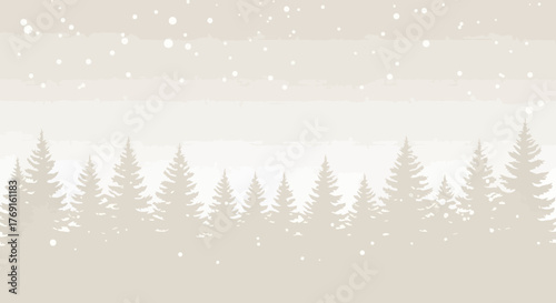 Winter Pine Forest Landscape Snowy Tree Silhouette Background