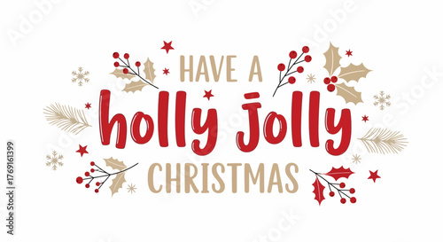 Festive Holly Jolly Christmas Wishes Illustration