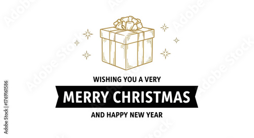 Merry Christmas and Happy New Year greeting card design