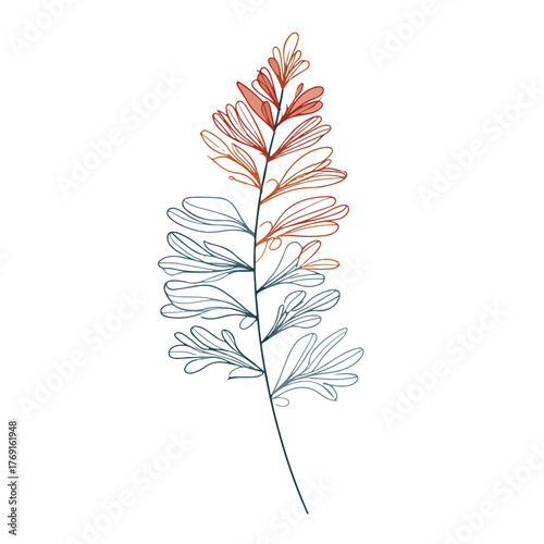 Elegant Fern Leaf in Single Line