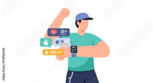 Athlete's Progress Tracked Digitally Using Smartwatch and Health Metrics Data Displayed