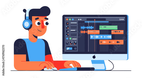 Audio Engineer Working On a Digital Audio Workstation Application: Creative Process