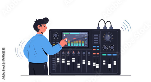 Audio Engineering Illustration: Sound Mixing And Studio Operation Using Modern Technology