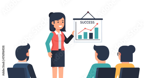 Business Leader Presenting Successful Strategies to a Group for Company Growth and Development