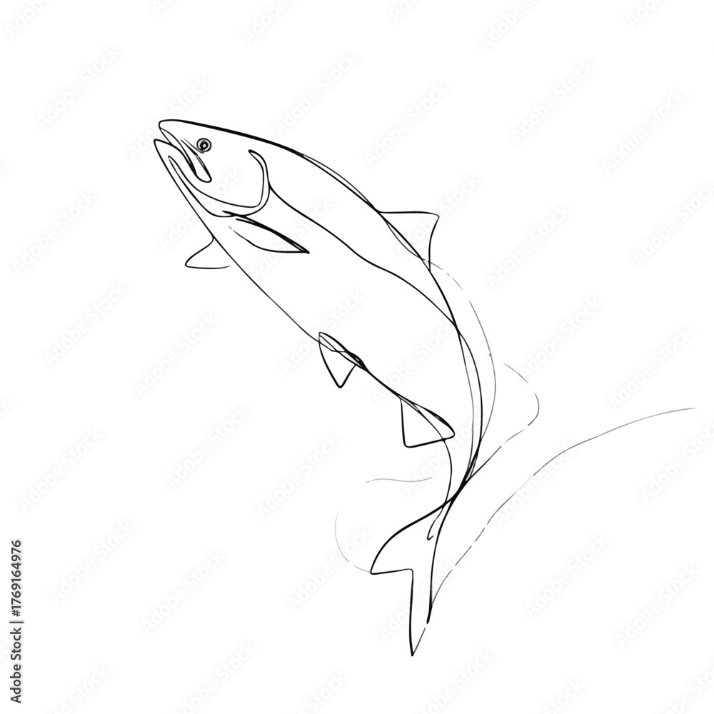 Fototapeta premium Elegant continuous line fish swimming illustration