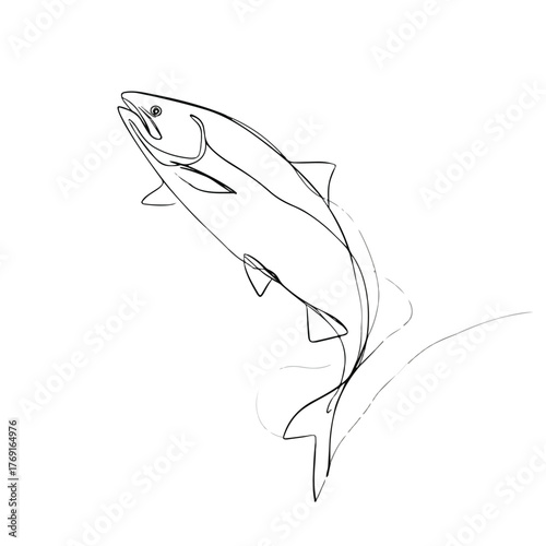 Elegant continuous line fish swimming illustration