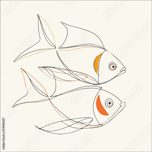 Elegant Single Stroke Fish Artwork