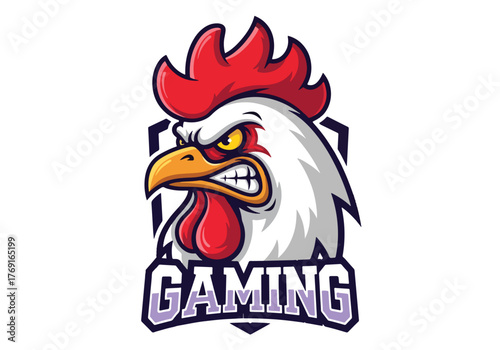 Angry rooster gaming logo mascot fierce competition emblem - Gaming logo - Gaming Mascot - esport mascot stock illustration