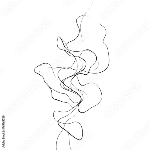 Elegant one-line fluid organic shapes abstraction