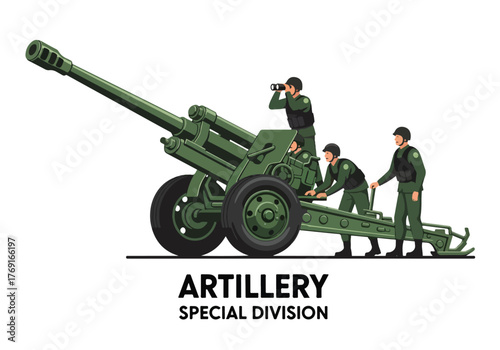 Military artillery gun crew realistic photo game asset - Gaming logo - Gaming Mascot - esport mascot stock illustration