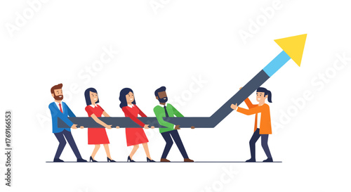 Collective Effort Propelling Growth: An Infographic Depicting Business Success and Teamwork