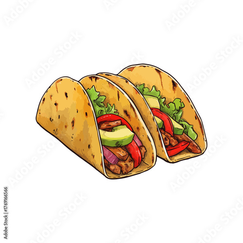 fajitas hand drawn vector illustration