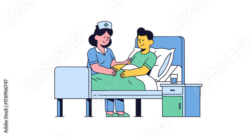 Compassionate Nurse Comforting Patient in Hospital Room Depicting Healthcare Support And Recovery
