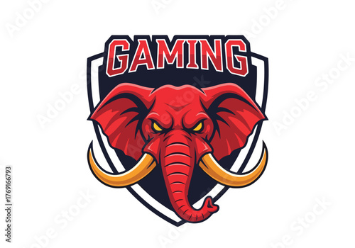 Fierce red elephant mascot gaming logo design - Gaming logo - Gaming Mascot - esport mascot stock illustration