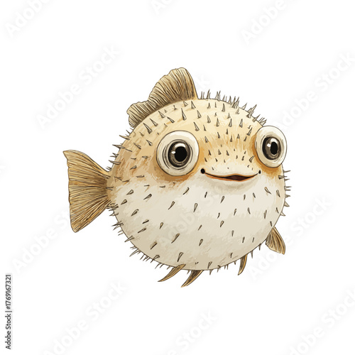 puffer fish hand drawn illustration