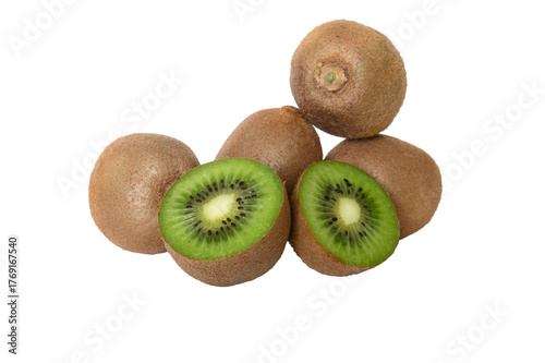Fresh juicy kiwi fruit isolated on white background.