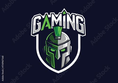 Gaming mascot logo spartan warrior fierce emblem design - Gaming logo - Gaming Mascot - esport mascot stock illustration