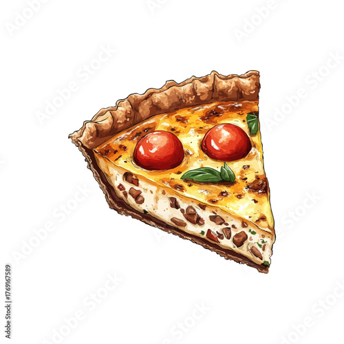 quiche lorraine hand drawn vector illustration