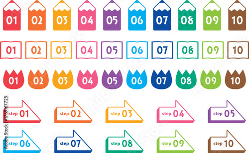教育　学校　番号　数字　アイコンセット
