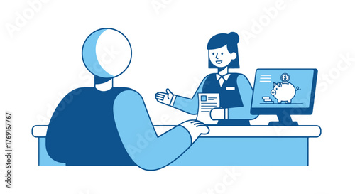 Client Meeting Financial Advice And Bank Interaction Illustration On a Black Background