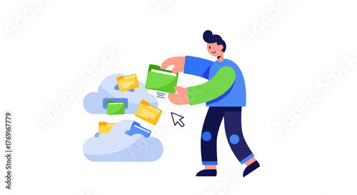 Cloud Computing Data Transfer Illustration Depicting Information Exchange and Synchronization