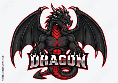Powerful dragon mascot logo for gaming and esports - Gaming logo - Gaming Mascot - esport mascot stock illustration