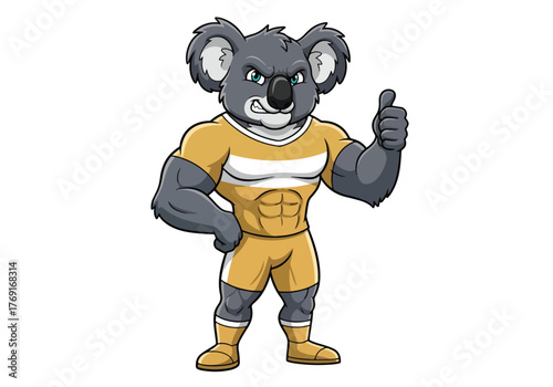 Mighty muscular koala mascot giving thumbs up - Gaming logo - Gaming Mascot - esport mascot stock illustration