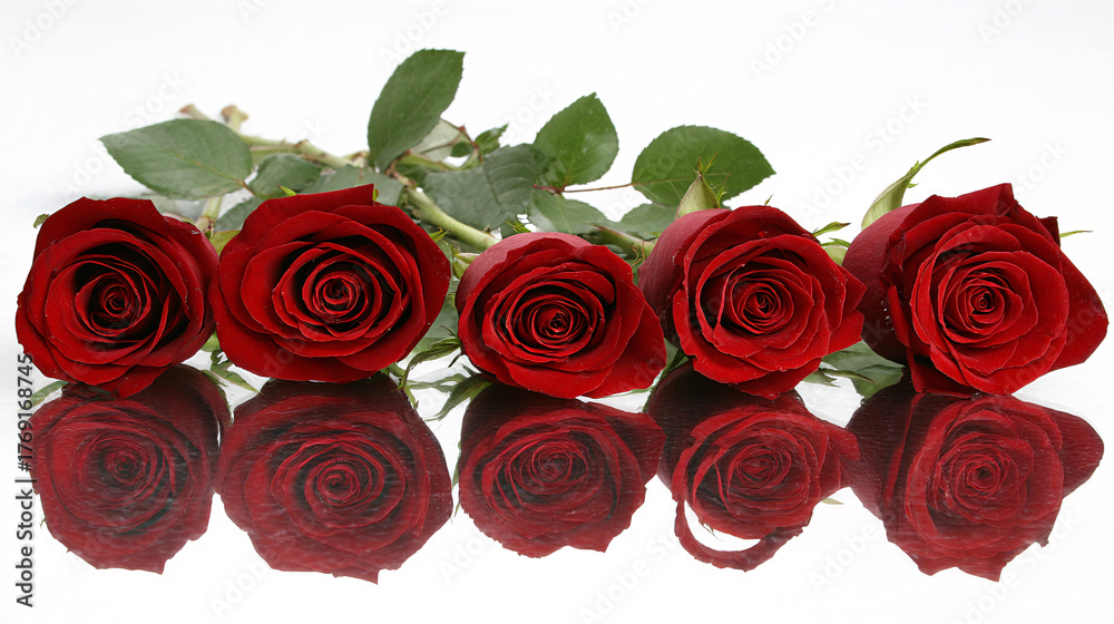 Obraz premium Professional Photo of Several Red Roses Arranged in Elegant Bouquet