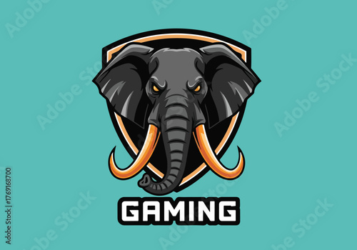 Mighty elephant gaming mascot logo design - Gaming logo - Gaming Mascot - esport mascot stock illustration