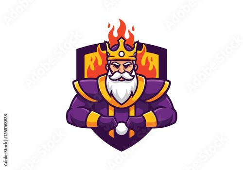 Fiery king gaming mascot logo design for esports - Gaming logo - Gaming Mascot - esport mascot stock illustration