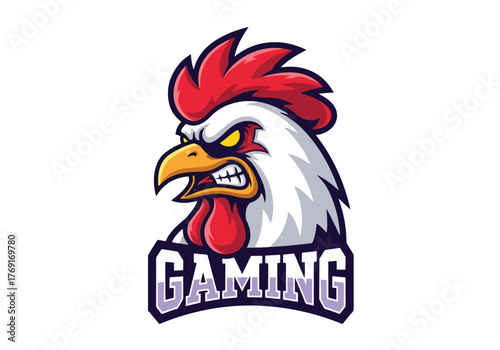 Angry rooster gaming mascot logo fierce bird design - Gaming logo - Gaming Mascot - esport mascot stock illustration