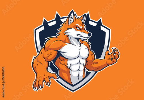 Mascot gaming logo fierce fox character design - Gaming logo - Gaming Mascot - esport mascot stock illustration