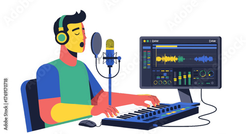 Digital Music Production: A Creative Visual Depiction of Songwriting and Audio Recording