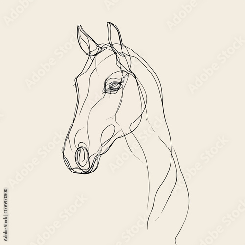 Elegant Horse Head One Line Drawing