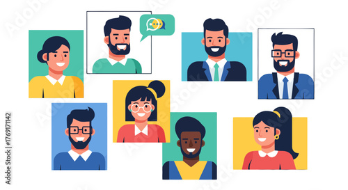 Diverse Group Portraits Illustrating Communication and Connectivity in a Modern Society