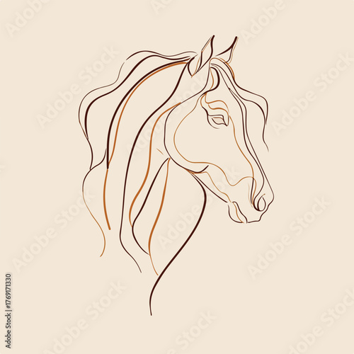 Elegant One Line Horse Head Drawing