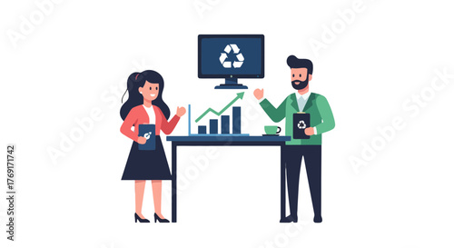 Ecological Sustainability Team Celebrating Positive Growth And Green Environmental Strategy Plan