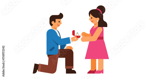 Emotional Moment: Man Proposes to Woman with Engagement Ring on a Beautiful Dark Backdrop