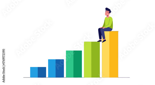 Depiction Of A Person Achieving Success Symbolizing Growth And Advancement In Business