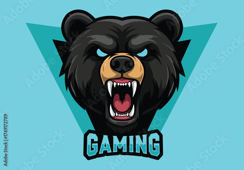 Fierce gaming bear mascot logo design esports ready - Gaming logo - Gaming Mascot - esport mascot stock illustration