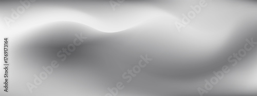 Grey gradient background with soft white and silver tones. Blurred waves, subtle shifts, soft blur create luminous surface. Vector metallic texture design.