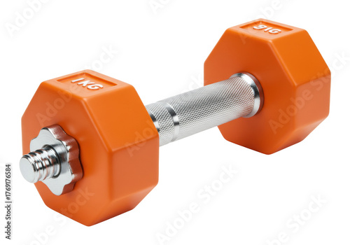 Canvastavla Isolated orange dumbbell for fitness workout, bodybuilding, and strength trainin