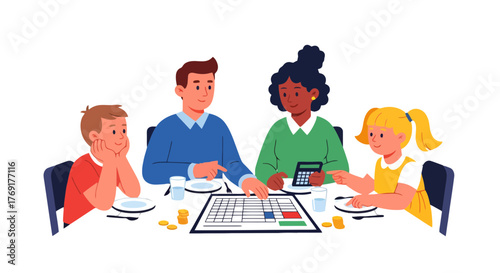 Family Enjoying Game Board Together, Laughing, Happy, And Having Some Great Fun Time