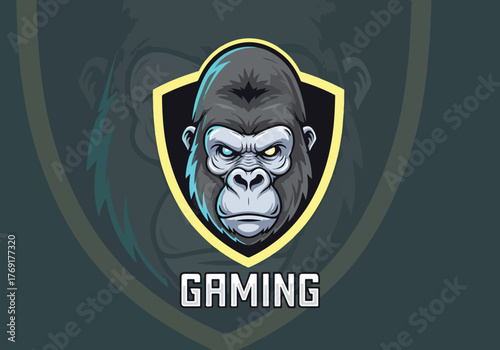 Fierce gorilla mascot gaming logo for esports teams - Gaming logo - Gaming Mascot - esport mascot stock illustration